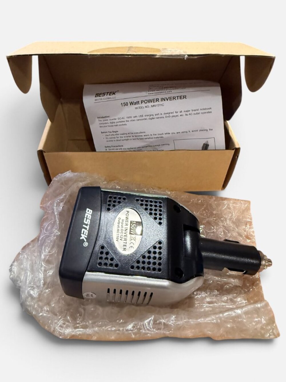 Bestek 150 Watt Power Inverter (MODEL NO: MR11511C) - NEW